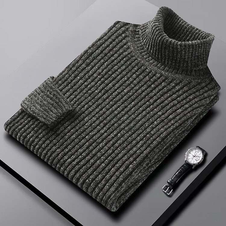 Arnelio Men’s Turtleneck Sweater – Thick Ribbed Knit Pullover