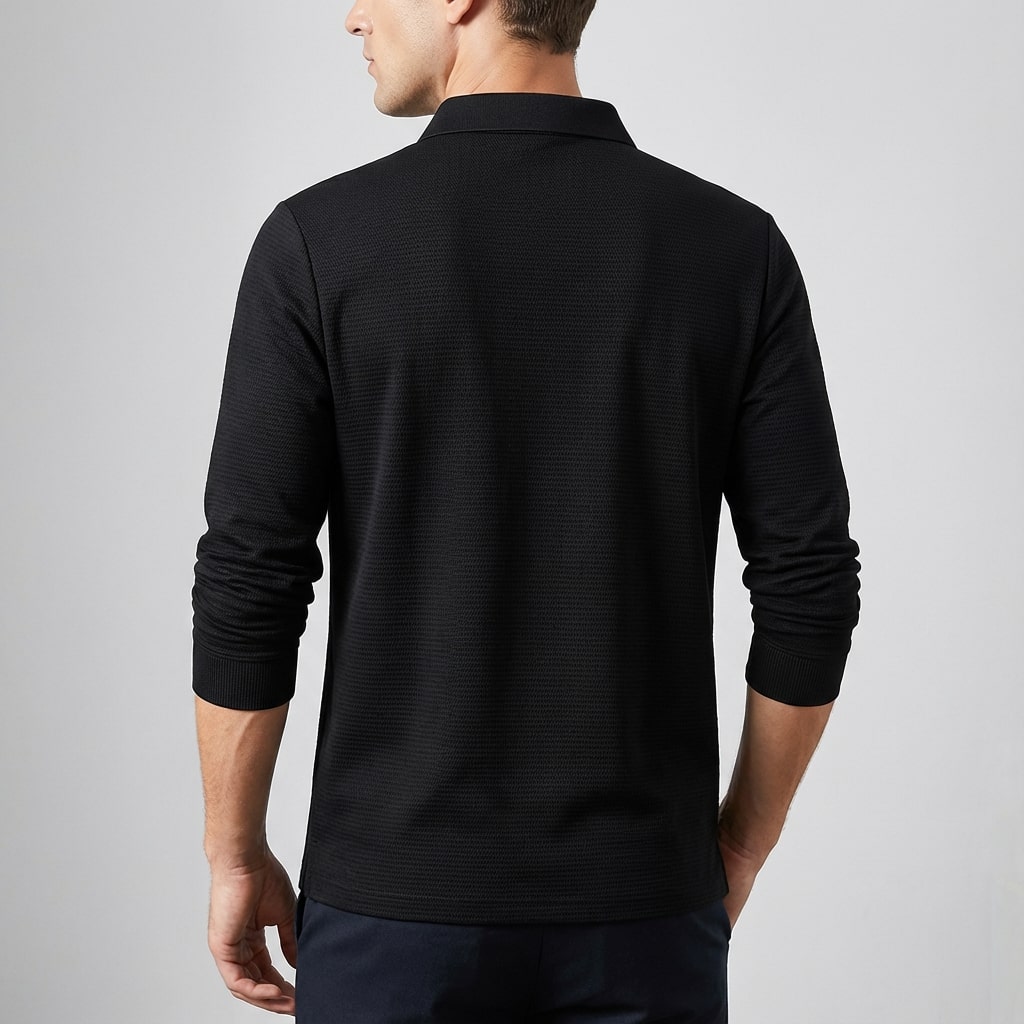 Northwood Men’s Long Sleeve Polo – Soft Woven Fabric Polo Shirt