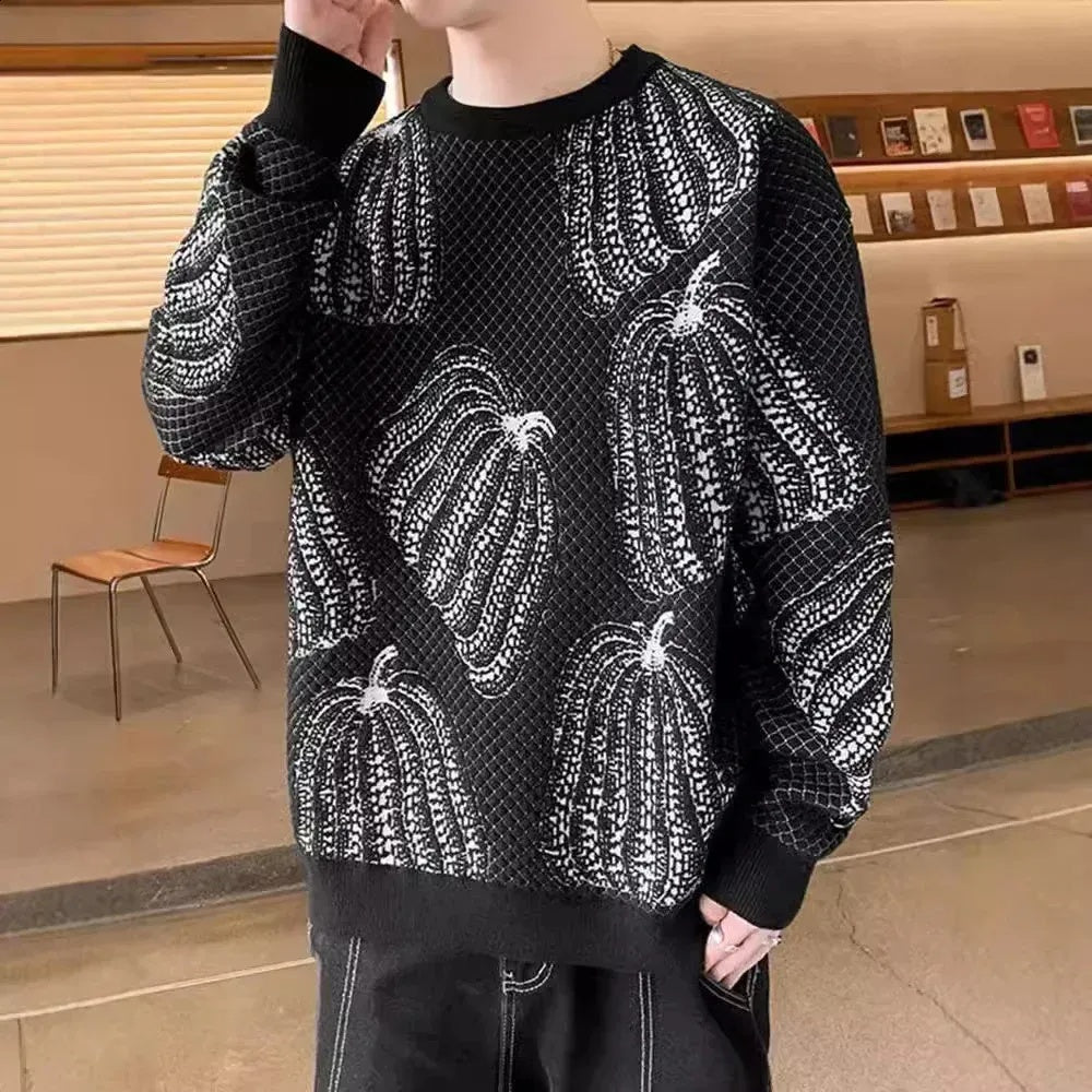 Mason Men’s Sweater – Cozy Pullover with Seasonal Pumpkin Pattern