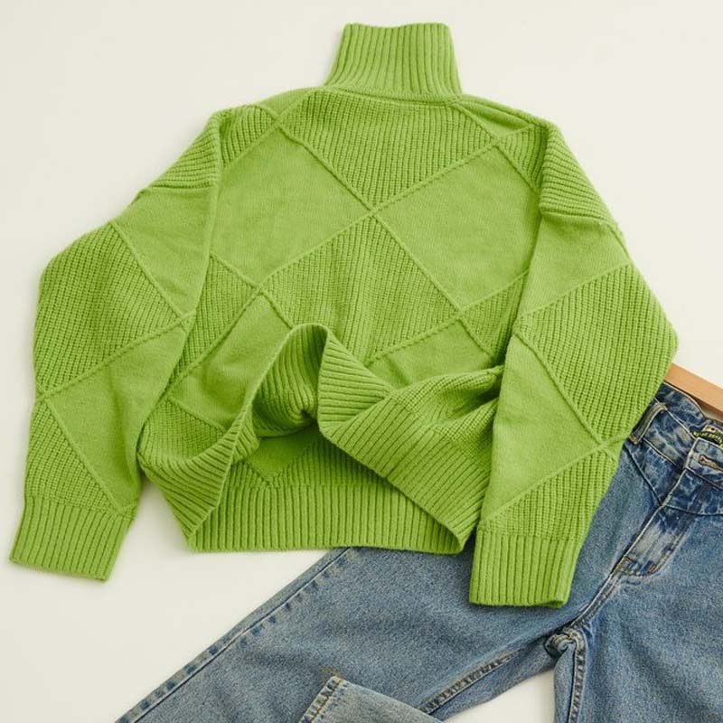 Soraya Women’s Turtleneck Sweater – Textured Knit Relaxed Fit for Fall