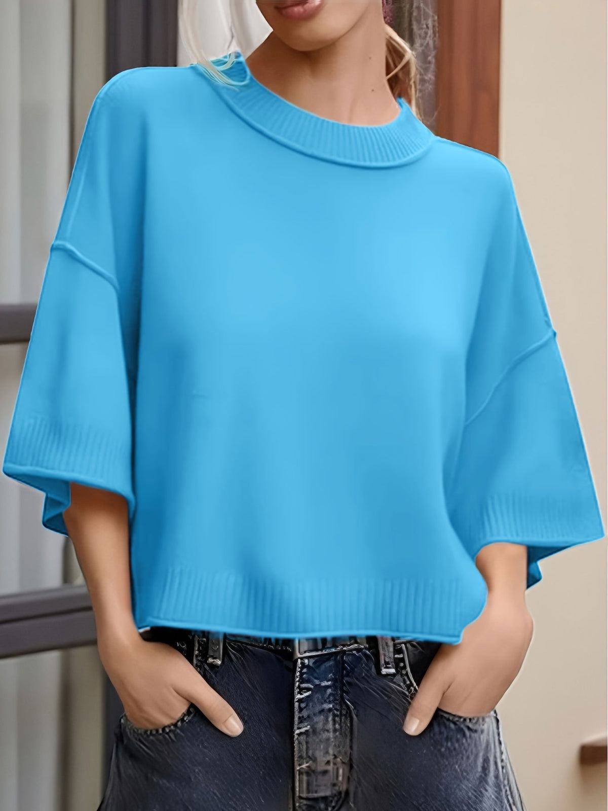 Marlena Women’s Oversized Sweater – Lightweight Short Sleeve Top