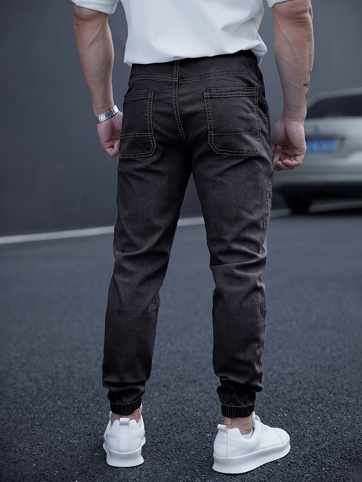Brent Men’s Cargo Jogger Pants – Elastic Waist with Tapered Fit and Side Pockets