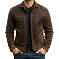 Weston Men’s Leather Jacket – Slim Fit Zipper Design with Classic Detailing