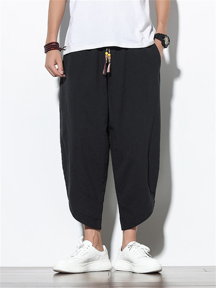Elias Men’s Linen Pants – Straight Cut Cotton Blend with Subtle Stripe Texture