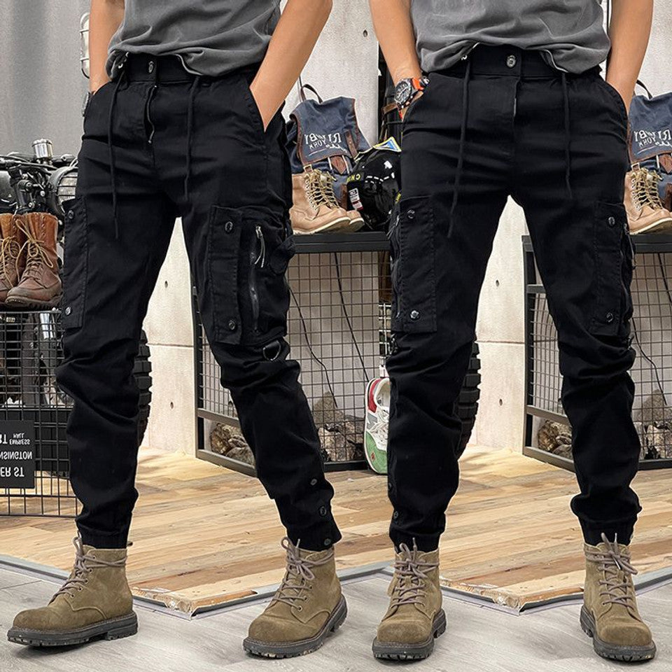 Martial Men’s Cargo Trousers – Tactical Fit with Stretch Waist & Zippered Pockets
