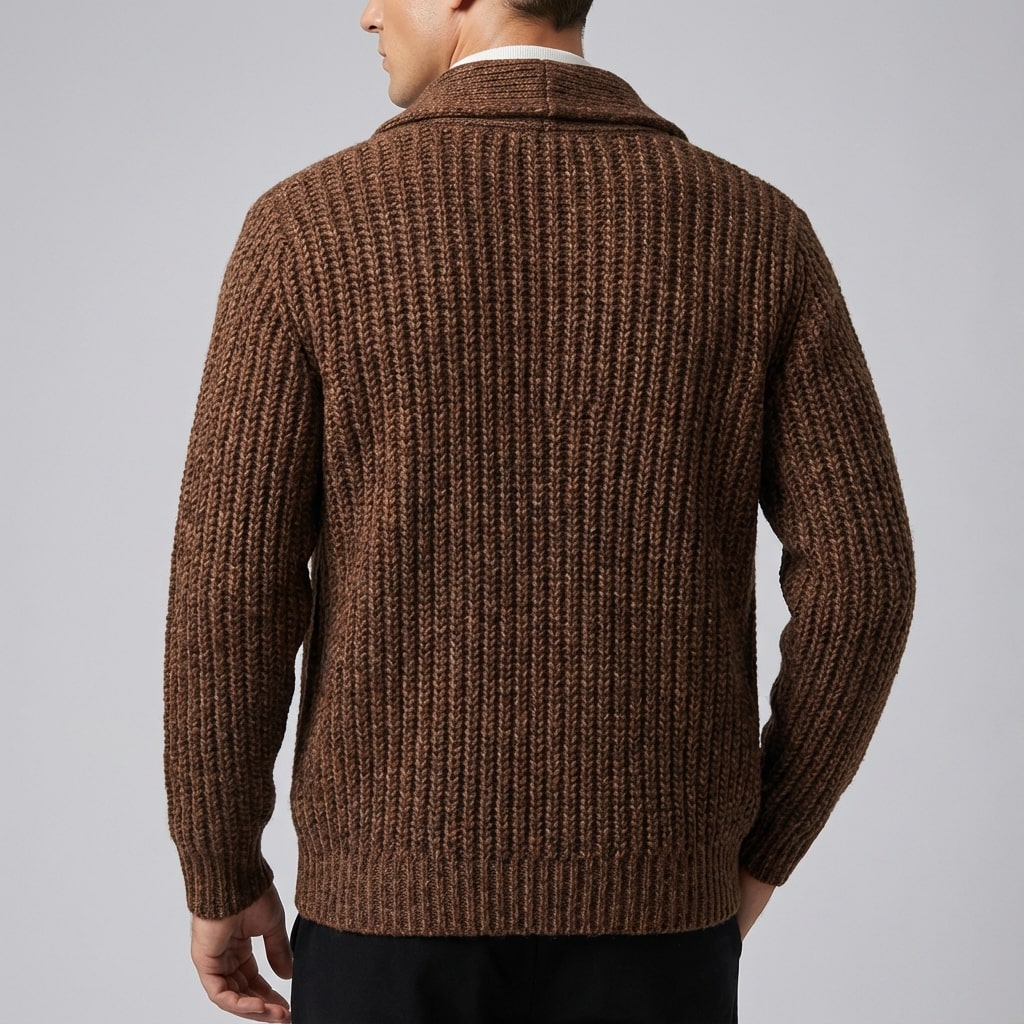 Marcus Men’s Cardigan – Chunky Knit Button-Up Shawl Collar Cardigan