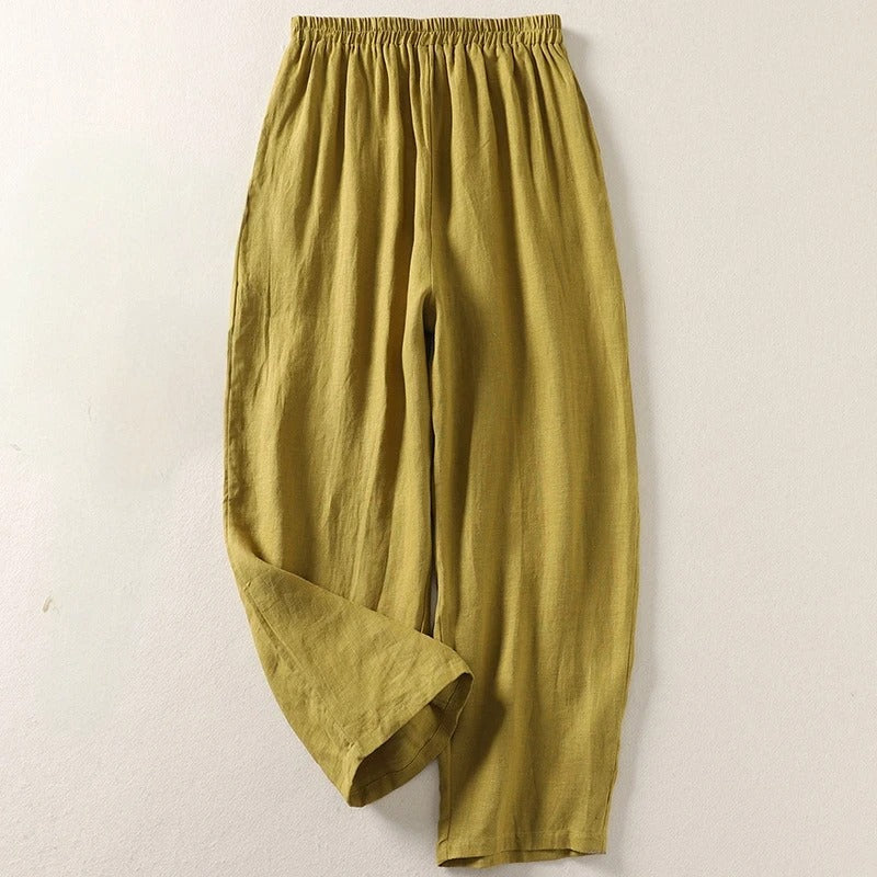 Lina Wide Leg Linen Pants – Lightweight Cotton Blend Trousers with Airy Straight Fit