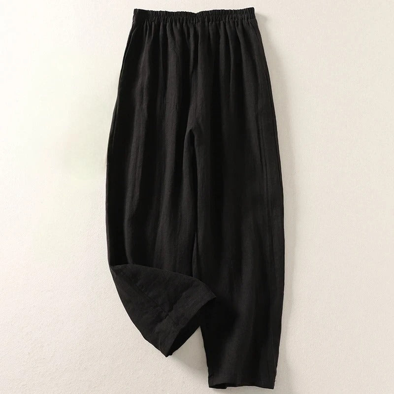 Lina Wide Leg Linen Pants – Lightweight Cotton Blend Trousers with Airy Straight Fit