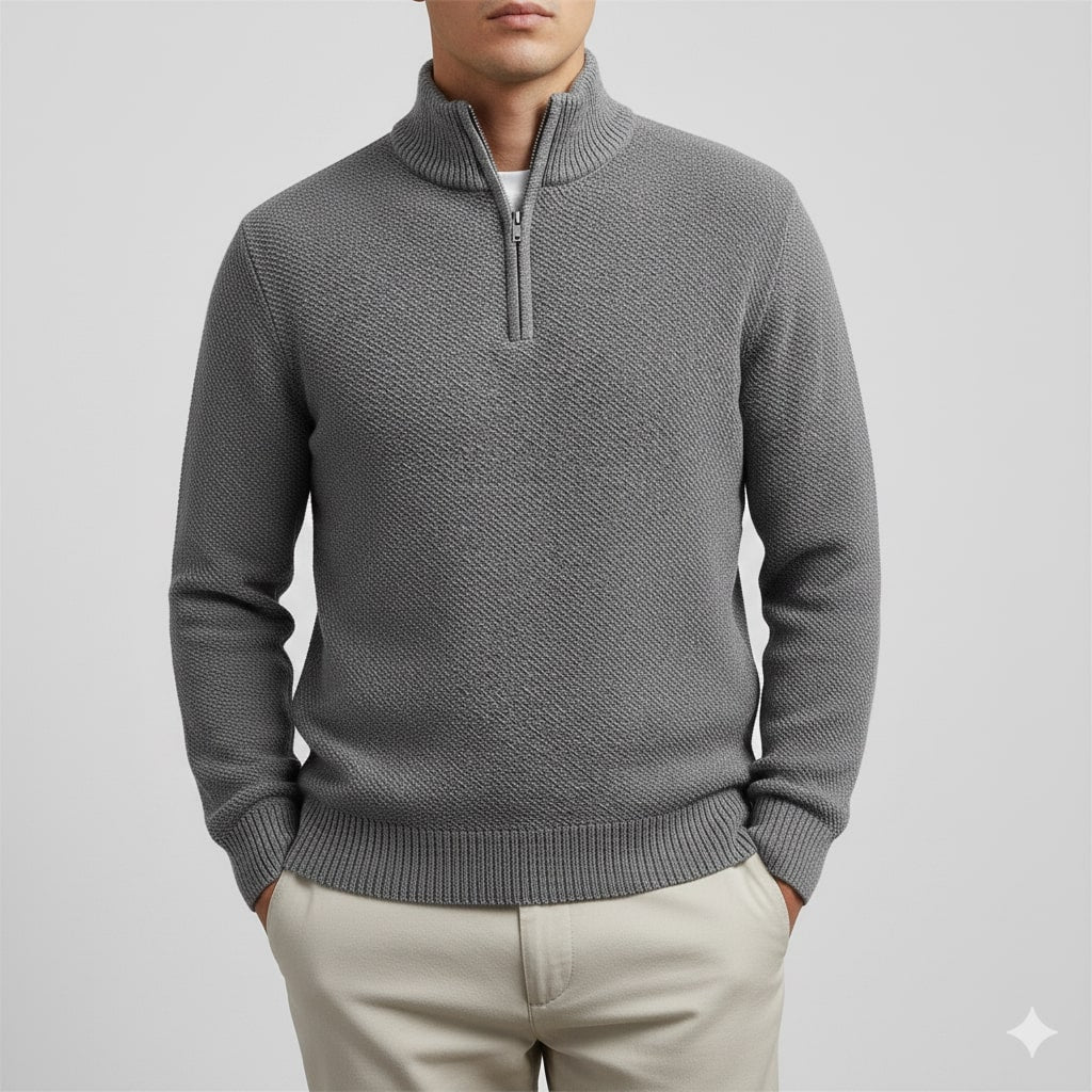 Ashton Men’s Quarter-Zip Sweater – Cotton Knit Pullover