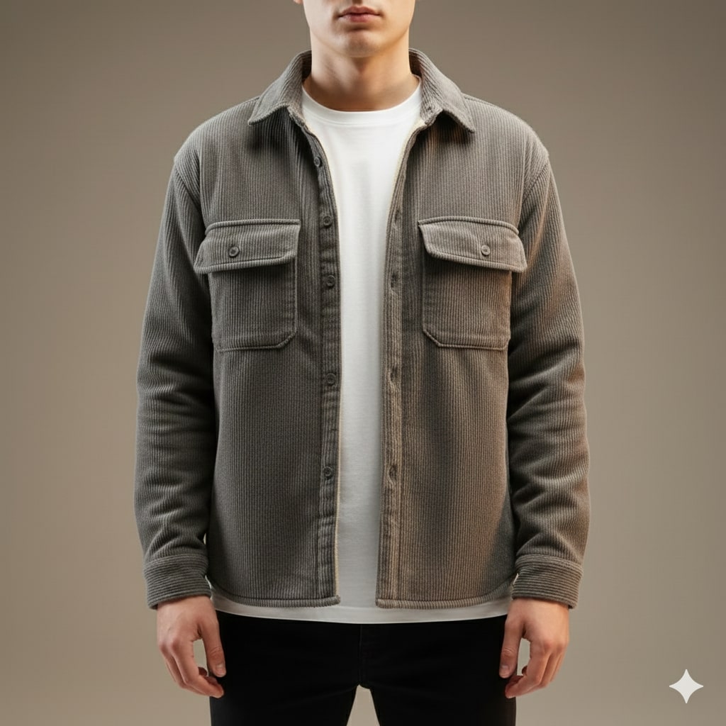 Jasper Men’s Corduroy Shirt Jacket – Sherpa-Lined Outerwear