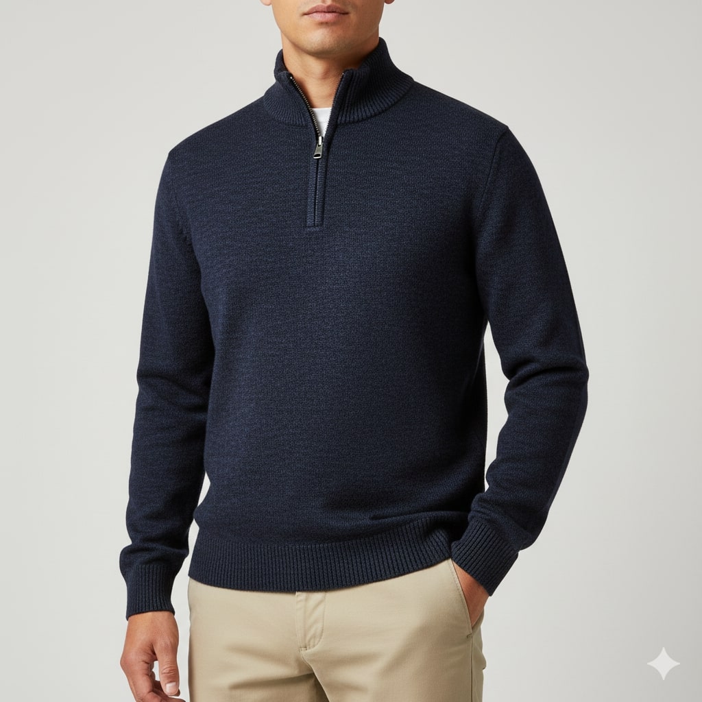 Ashton Men’s Quarter-Zip Sweater – Cotton Knit Pullover