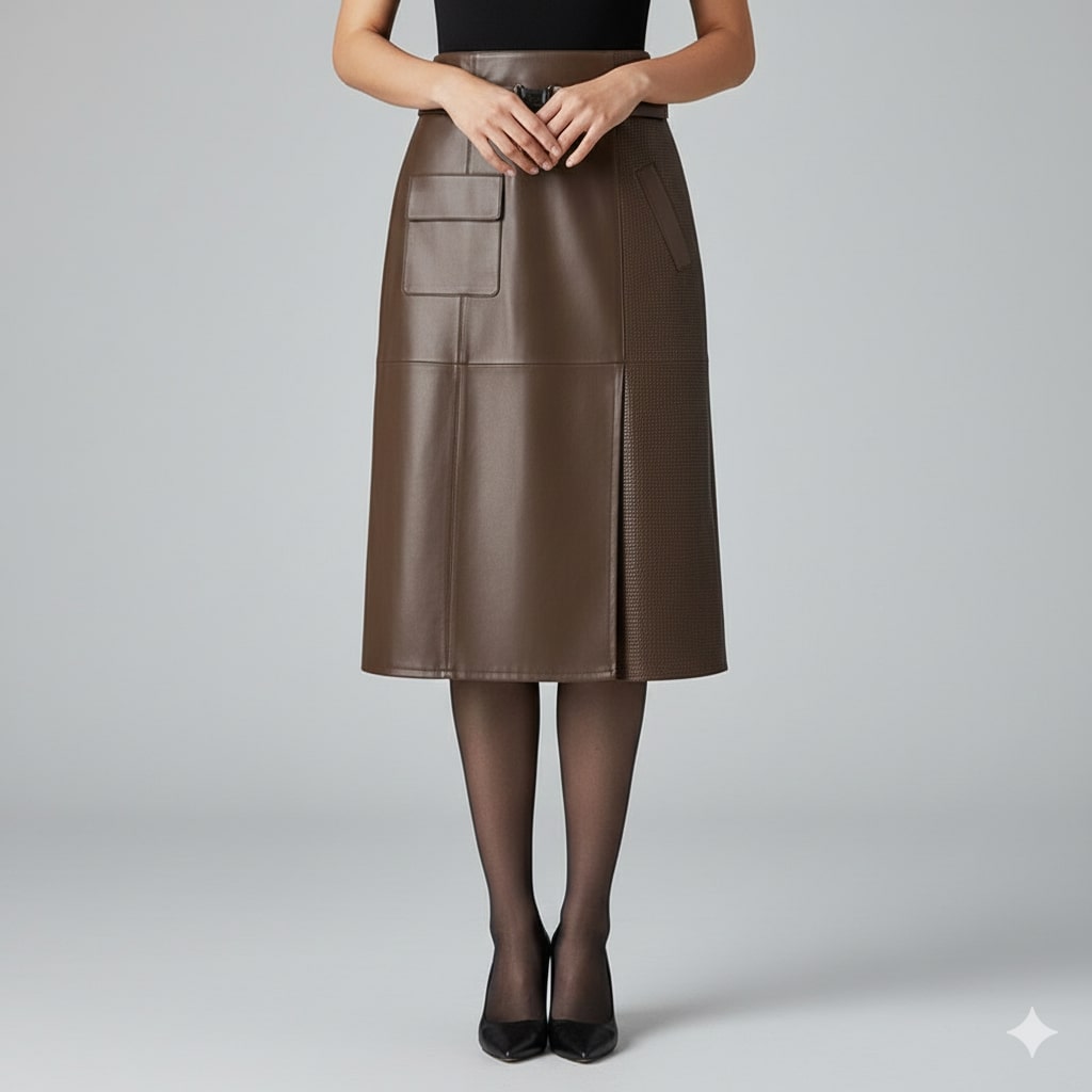 Maui Women's Leather Skirt – High-Waist Asymmetrical Leather Pencil Skirt