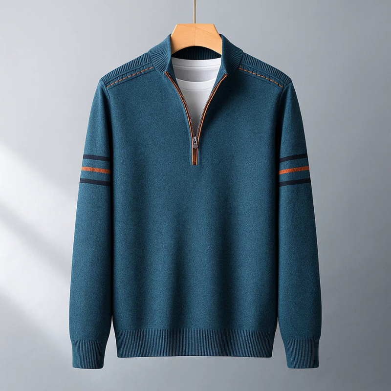 Luke Men’s Quarter Zip Sweater – Merino Wool Lightweight Knit Jumper