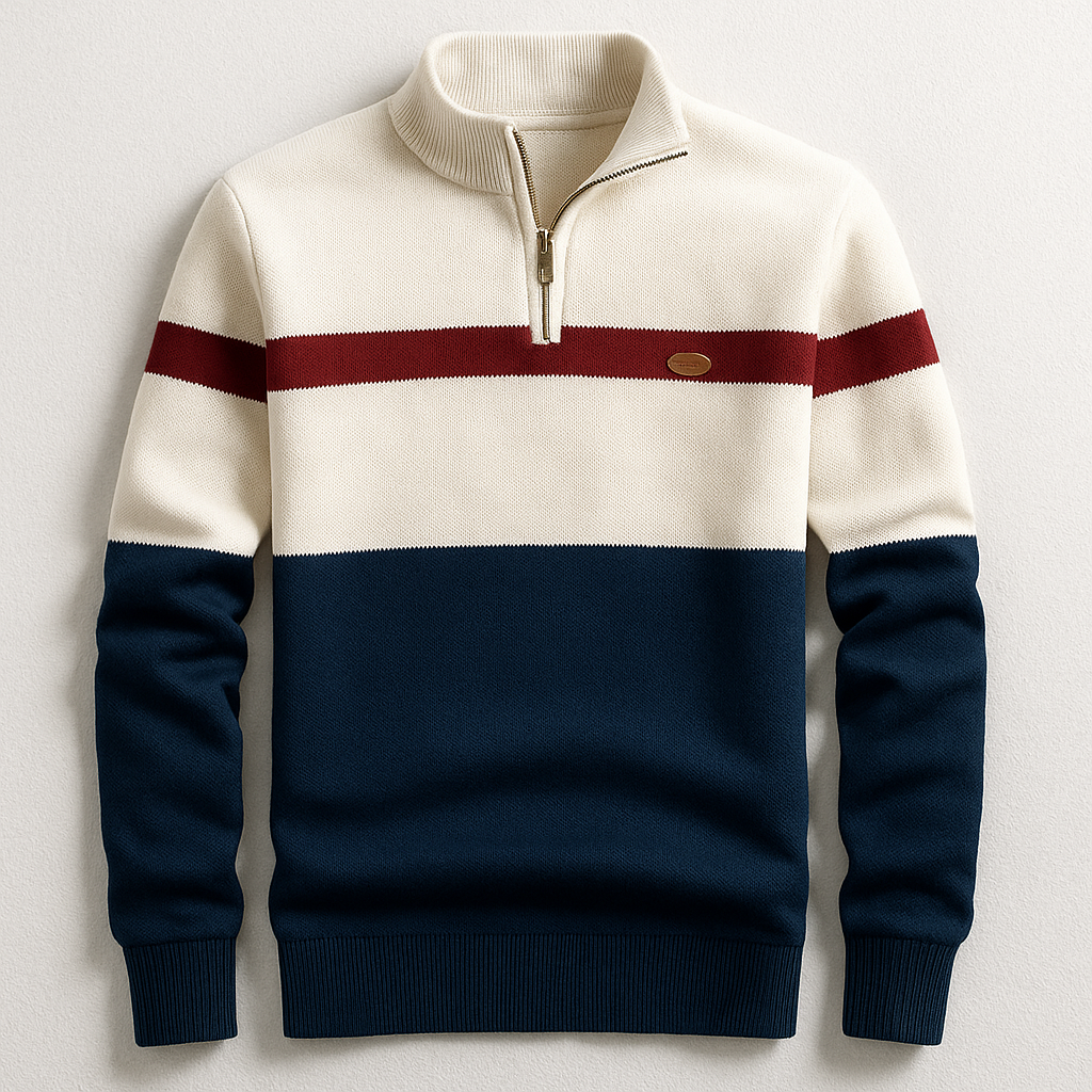 Cole Men’s Quarter Zip Pullover – Midweight Cotton Knit with Tailored Fit