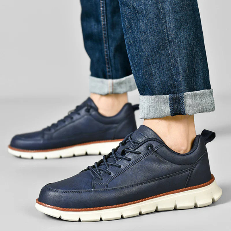 Gavin Men’s Leather Sneakers – Cushioned Support & Flexible Sole
