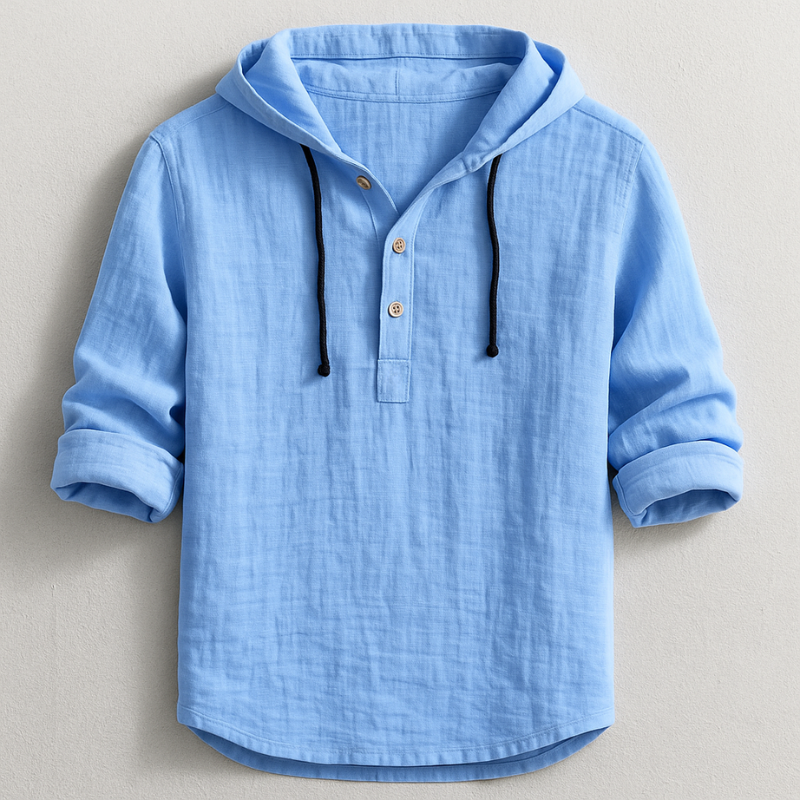 Marty Men’s Long Sleeve Shirt – Hooded Lightweight Cotton Shirt