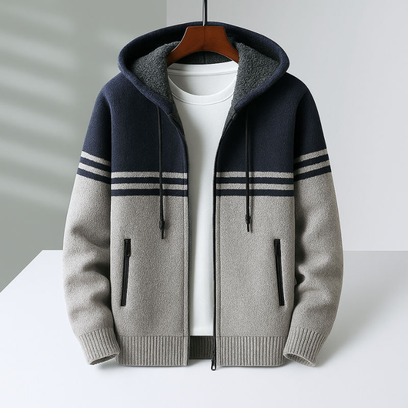 Stefan Men’s Knit Zip Hoodie – Soft Cotton Layer with Tailored Fit