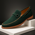 Matt Men’s Leather Loafers – Perforated Slip-On Dress Shoes
