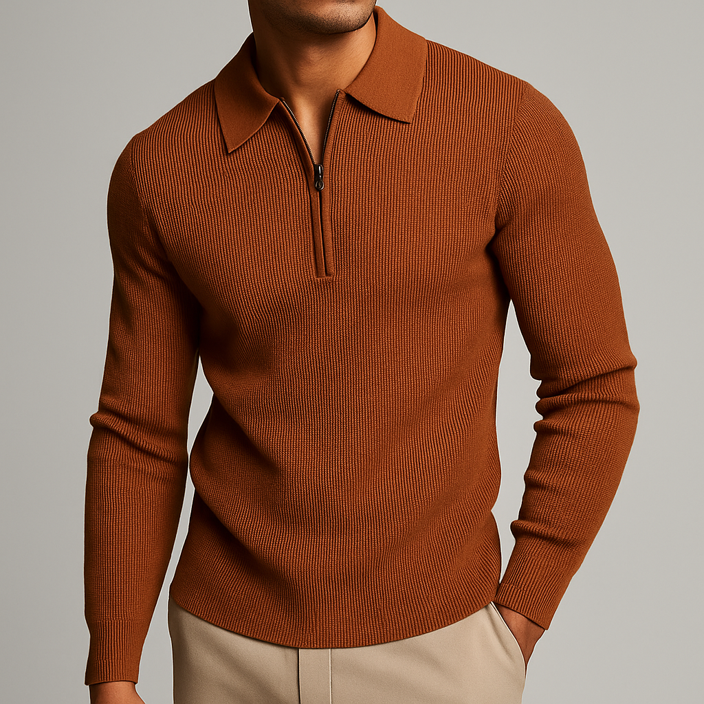 Bradd Men's Quarter-Zip Pullover – Waffle Knit Sweater