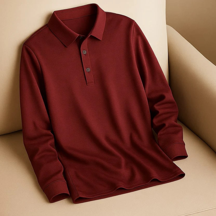 Northwood Men’s Long Sleeve Polo – Soft Woven Fabric Polo Shirt