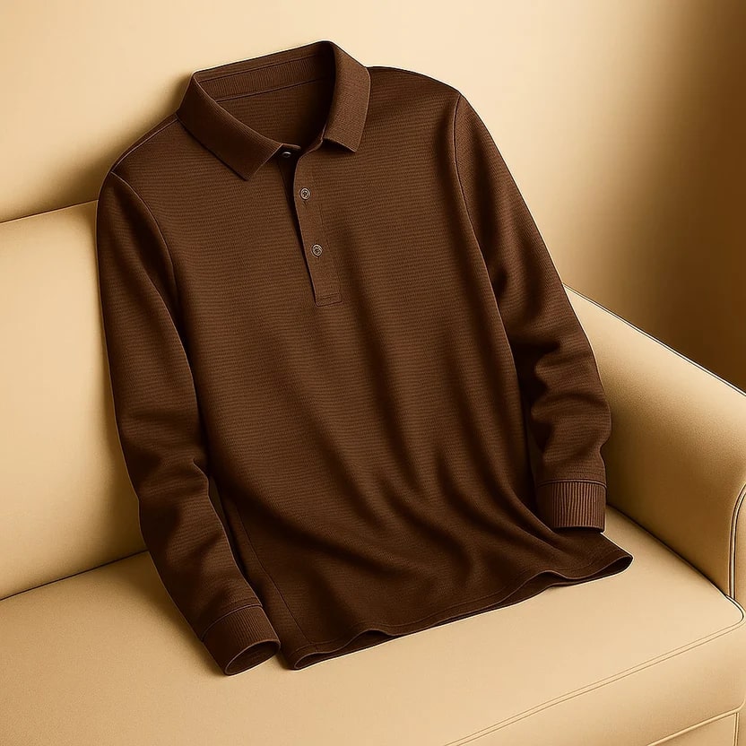 Northwood Men’s Long Sleeve Polo – Soft Woven Fabric Polo Shirt