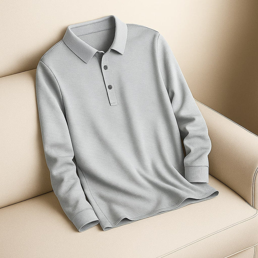 Northwood Men’s Long Sleeve Polo – Soft Woven Fabric Polo Shirt