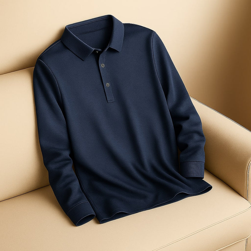 Northwood Men’s Long Sleeve Polo – Soft Woven Fabric Polo Shirt