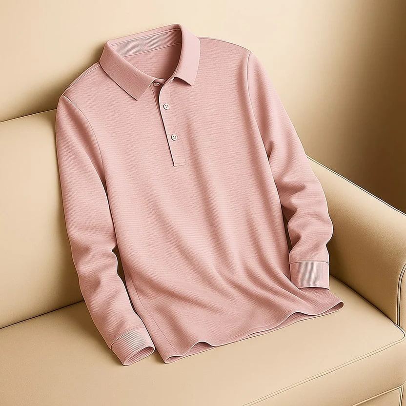 Northwood Men’s Long Sleeve Polo – Soft Woven Fabric Polo Shirt
