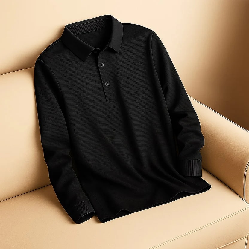 Northwood Men’s Long Sleeve Polo – Soft Woven Fabric Polo Shirt