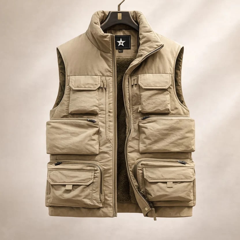 Arnel Men’s Vest – Zip Front Multi-Pocket Lightweight Layering Utility Vest
