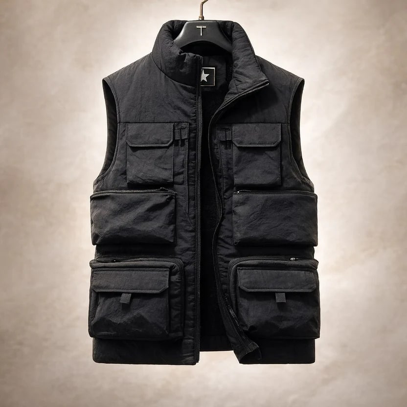 Arnel Men’s Vest – Zip Front Multi-Pocket Lightweight Layering Utility Vest