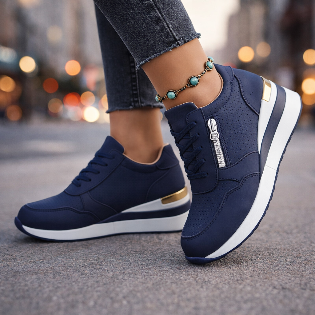 Selena Women’s Sneakers – Breathable Front Zip Shoes