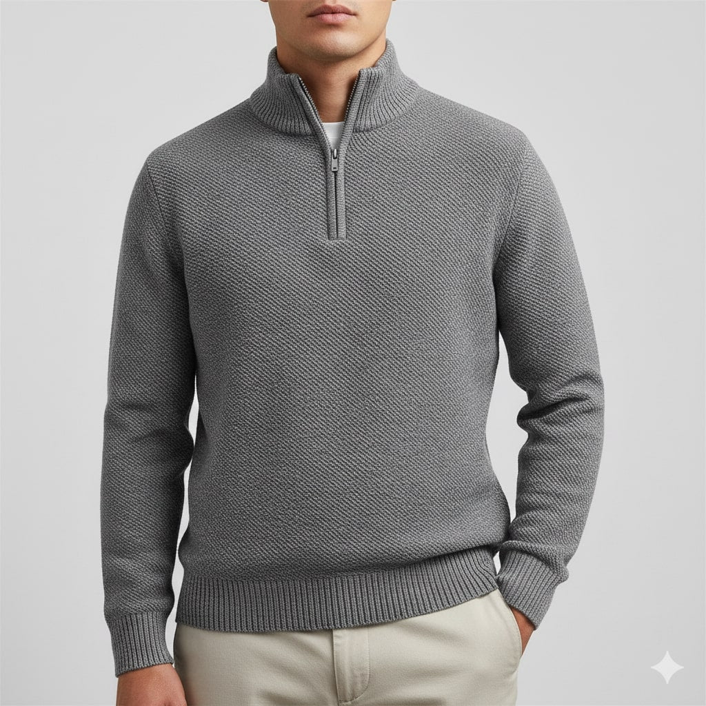 Ashton Men’s Quarter-Zip Sweater – Cotton Knit Pullover