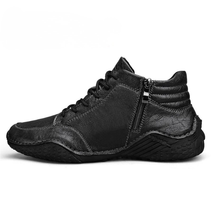 Dantelo Men’s Leather Ankle Boots – Full-Grain Zip-Up Design for Everyday Comfort
