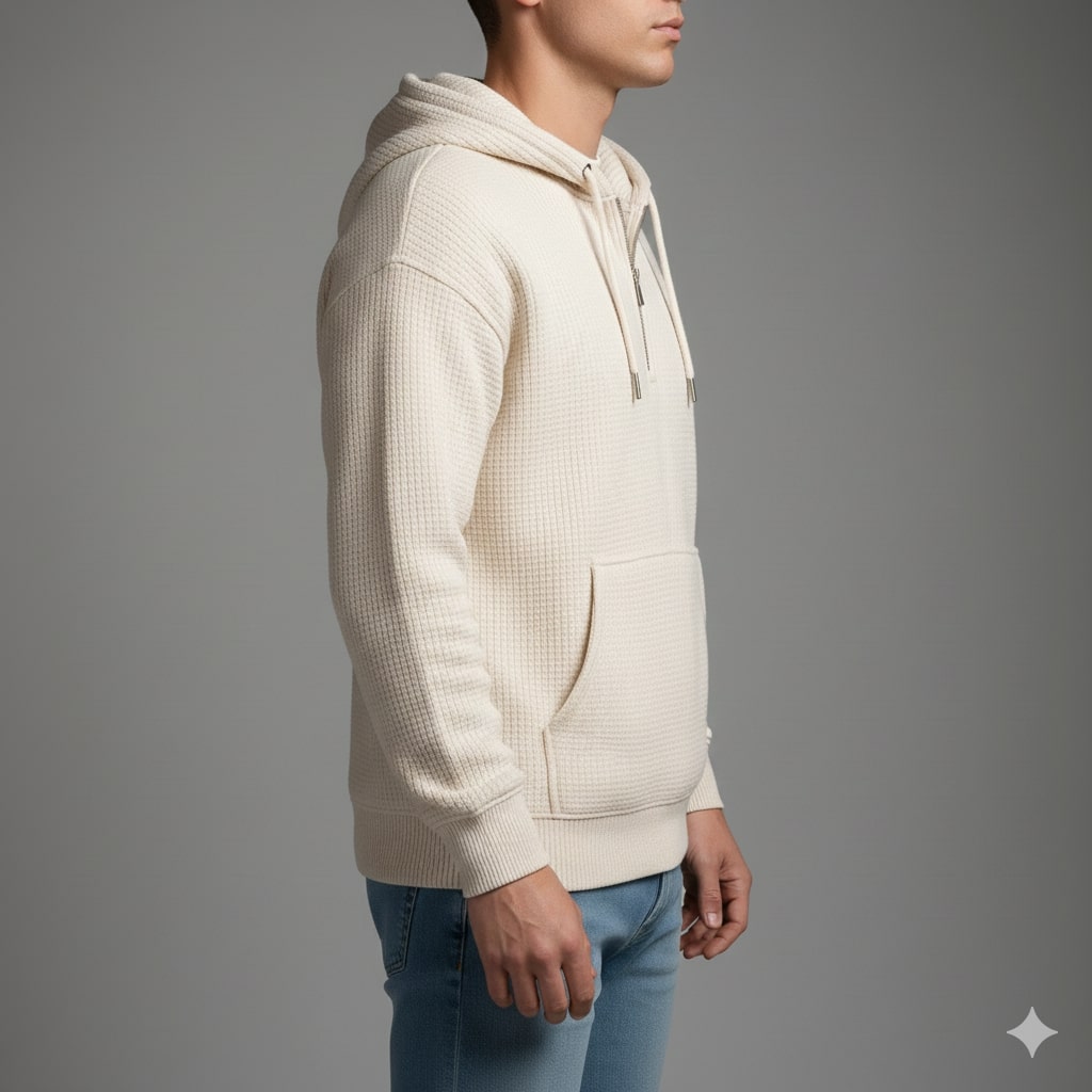 Charles Men’s Waffle Hoodie – Soft Waffle-Knit Half-Zip Sweater