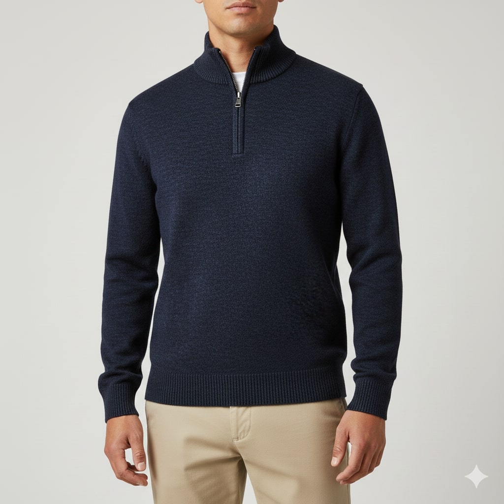 Ashton Men’s Quarter-Zip Sweater – Cotton Knit Pullover