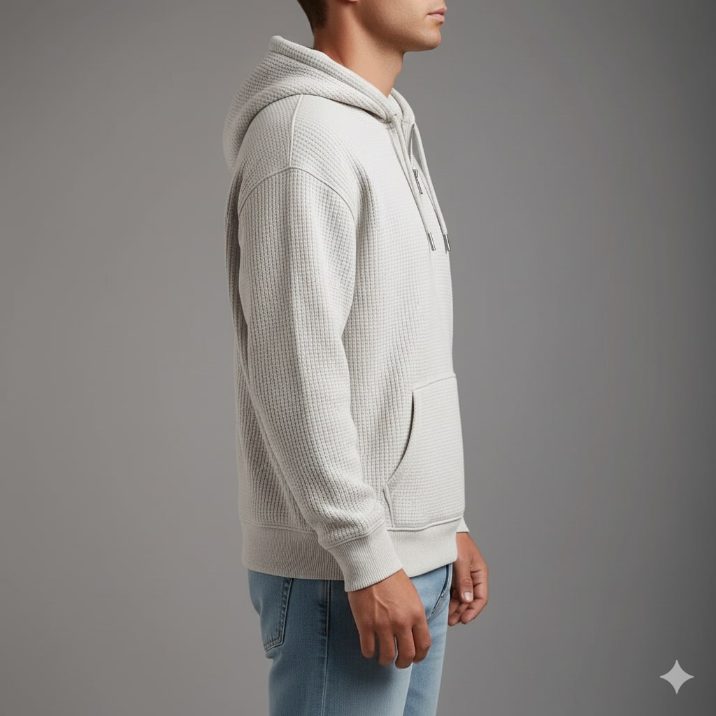 Charles Men’s Waffle Hoodie – Soft Waffle-Knit Half-Zip Sweater