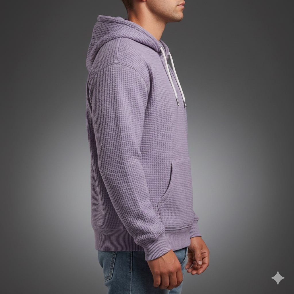 Charles Men’s Waffle Hoodie – Soft Waffle-Knit Half-Zip Sweater