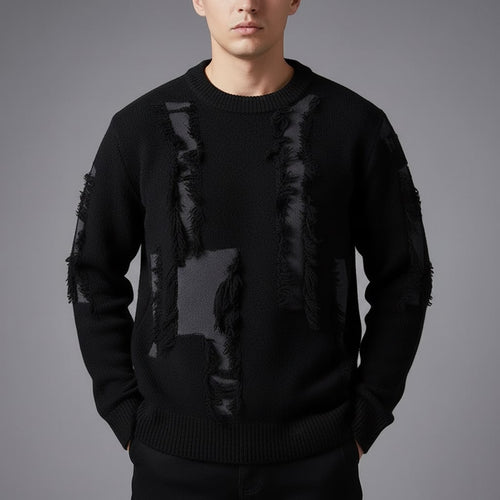 Aiden Distressed Men’s Sweater with Edgy Frayed Detailing