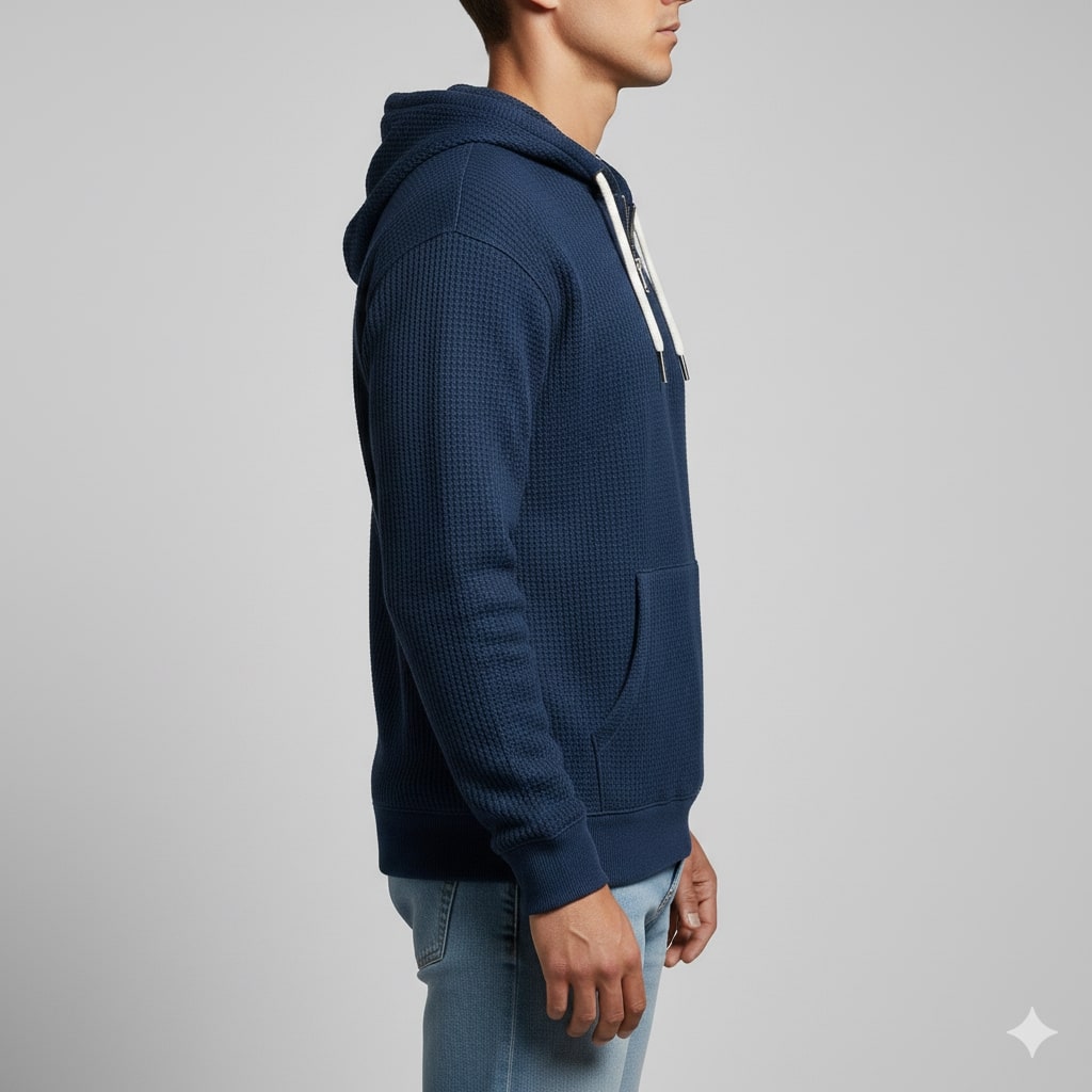 Charles Men’s Waffle Hoodie – Soft Waffle-Knit Half-Zip Sweater