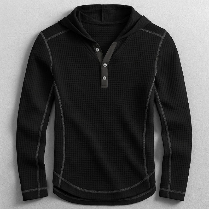 Caspian Men’s Waffle Knit Hoodie – Textured Cotton Men's Pullover