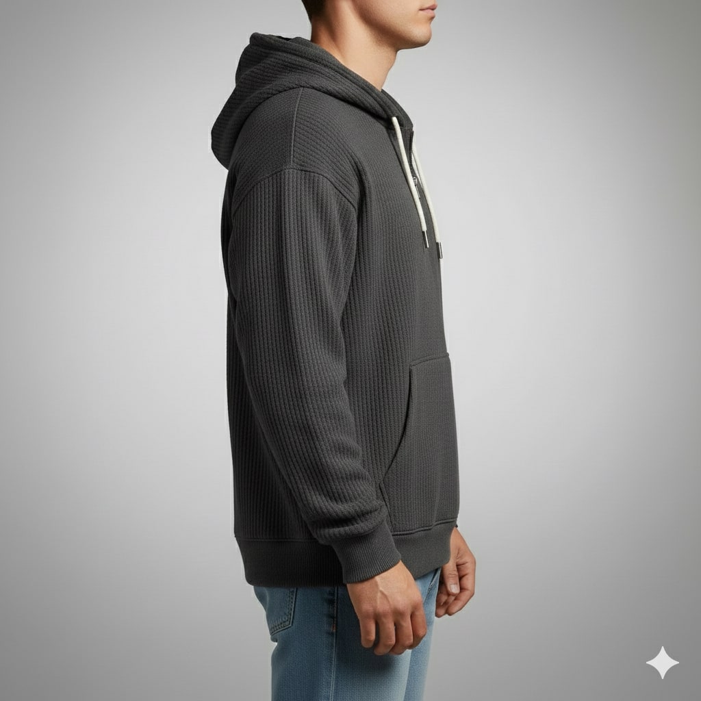 Charles Men’s Waffle Hoodie – Soft Waffle-Knit Half-Zip Sweater