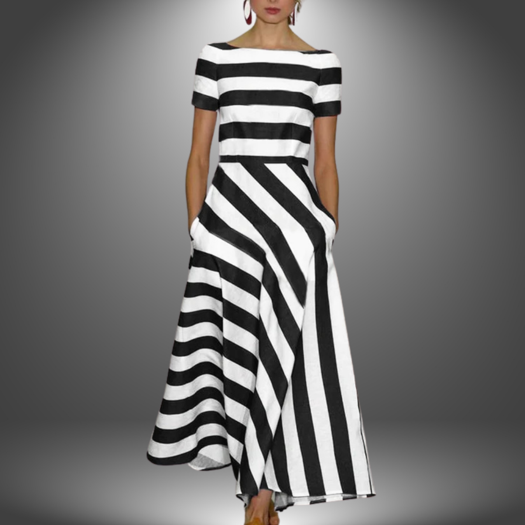Marina Striped Cotton Maxi Dress – Handcrafted Summer Piece with Flowy Fit