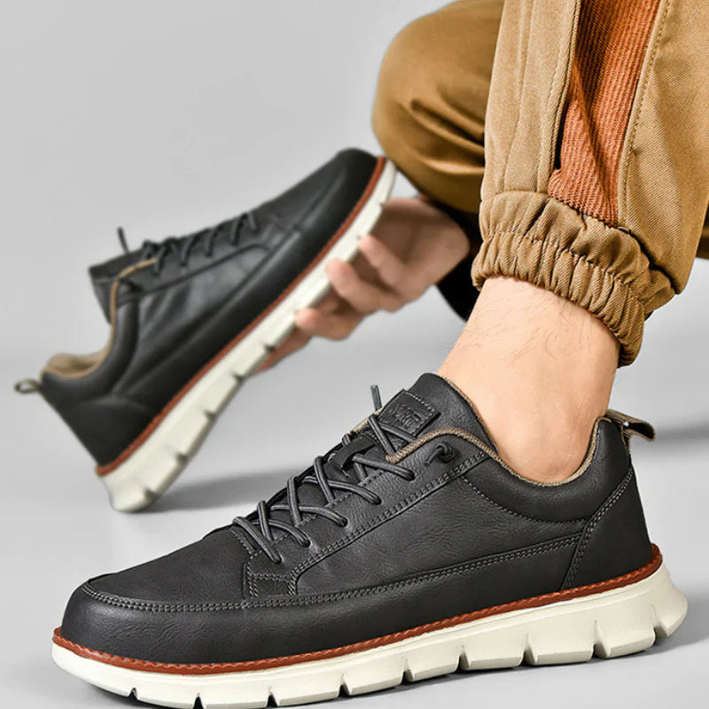Gavin Men’s Leather Sneakers – Cushioned Support & Flexible Sole