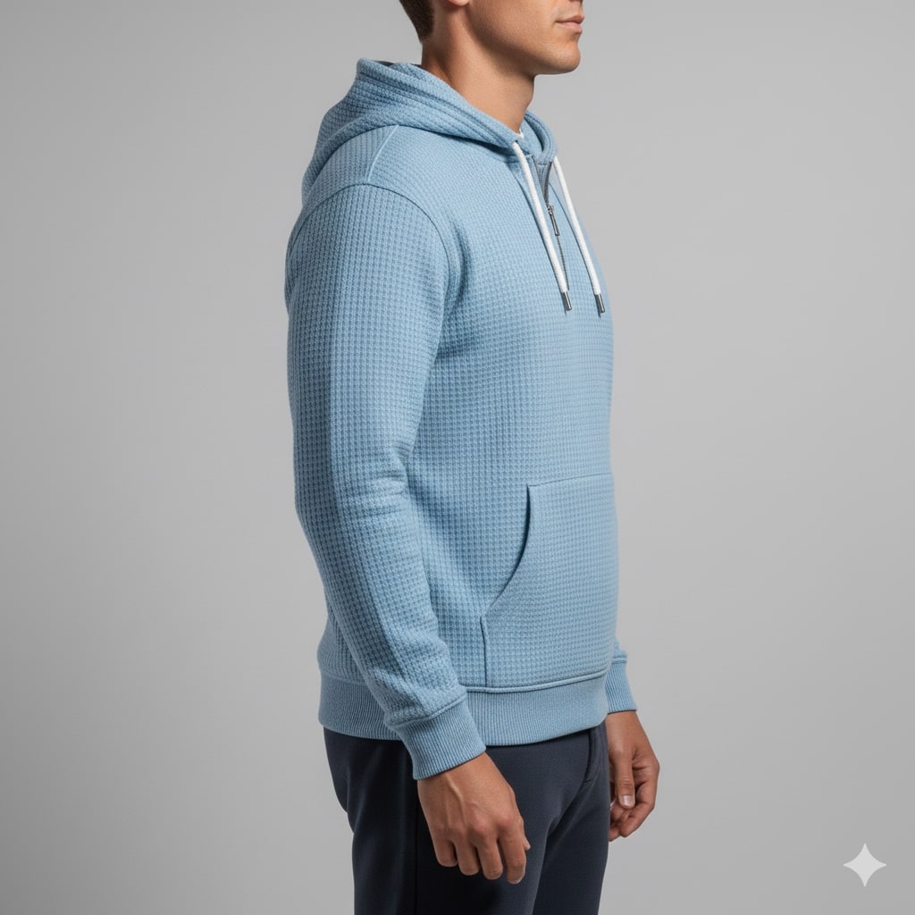 Charles Men’s Waffle Hoodie – Soft Waffle-Knit Half-Zip Sweater