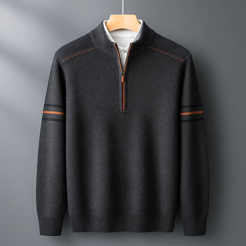 Luke Men’s Quarter Zip Sweater – Merino Wool Lightweight Knit Jumper