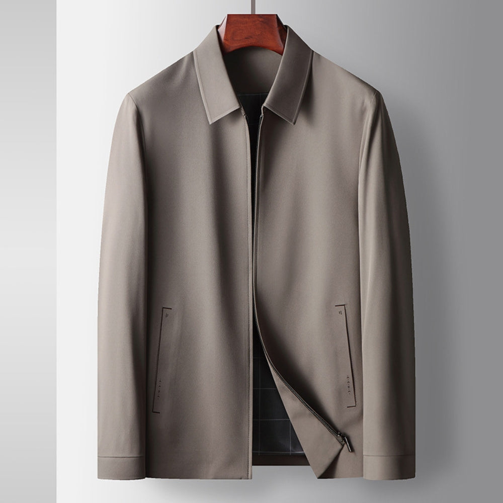 Brandon Men’s Lightweight Jacket – Wrinkle-Resistant with Lapel Collar & Zip Front