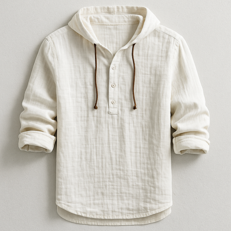 Marty Men’s Long Sleeve Shirt – Hooded Lightweight Cotton Shirt