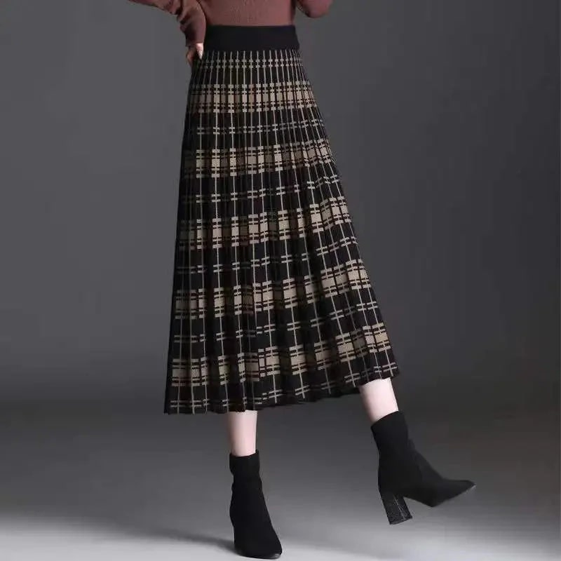 Marina Women's Pleated Midi Skirt – Stretch Cotton-Blend with Sculpted Waist