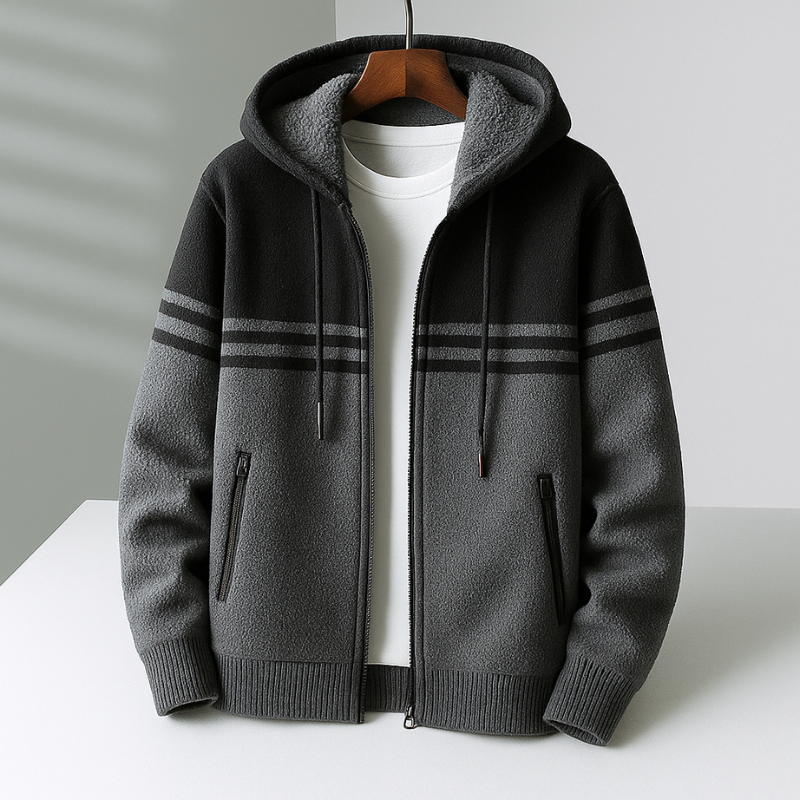 Stefan Men’s Knit Zip Hoodie – Soft Cotton Layer with Tailored Fit